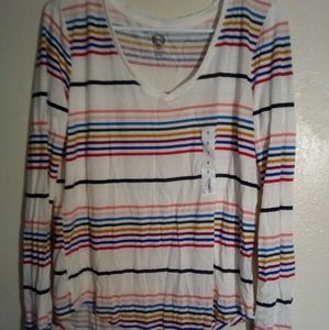 White long sleeve with colorful stripes